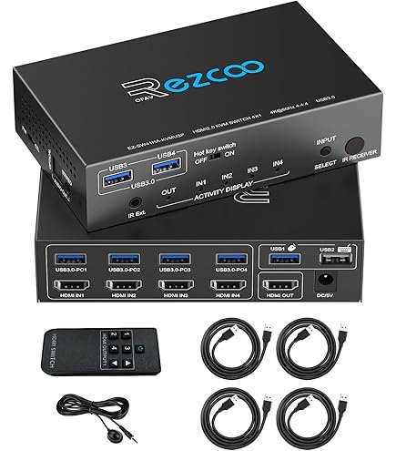 Amazon.co.jp: USB 3.0 KVM スイッチ HDMI 4 コンピューター 1